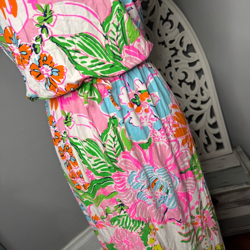 Lilly Pulitzer x Target Nosey Posey Tropical Floral Strapless Maxi Dress Boho - Picture 5 of 13